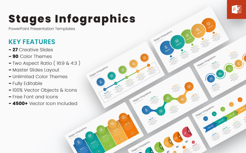 Modèles PowerPoint d'infographies par étapes