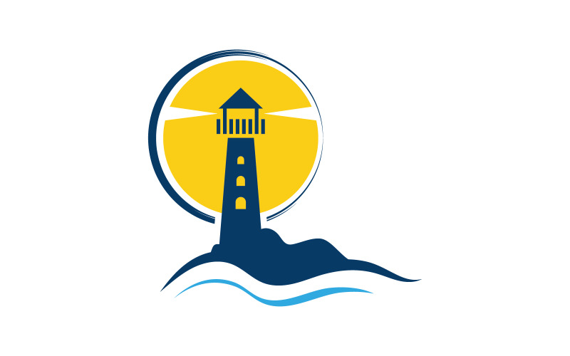 Modèle d'illustration vectorielle d'icône de phare océan v.1