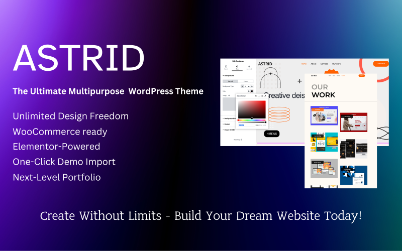 Astrid – İşletmeler, Portföyler ve Çevrimiçi Mağazalar için Yaratıcı WordPress Teması