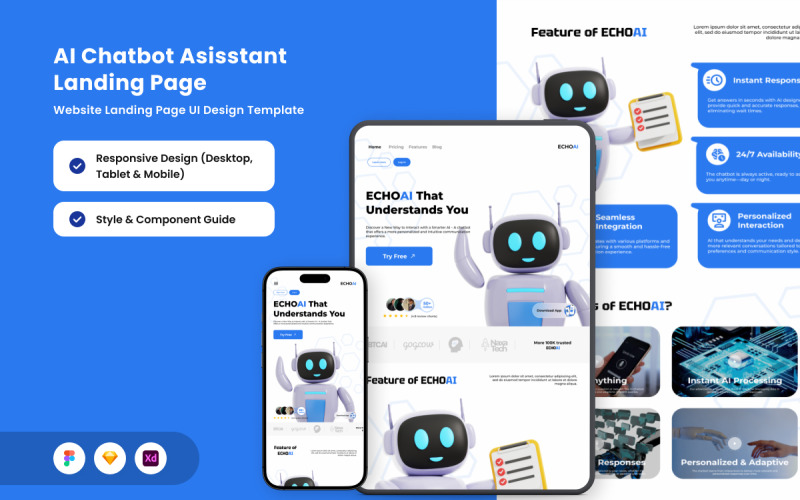 EchoAI – шаблон дизайну інтерфейсу чат-бота
