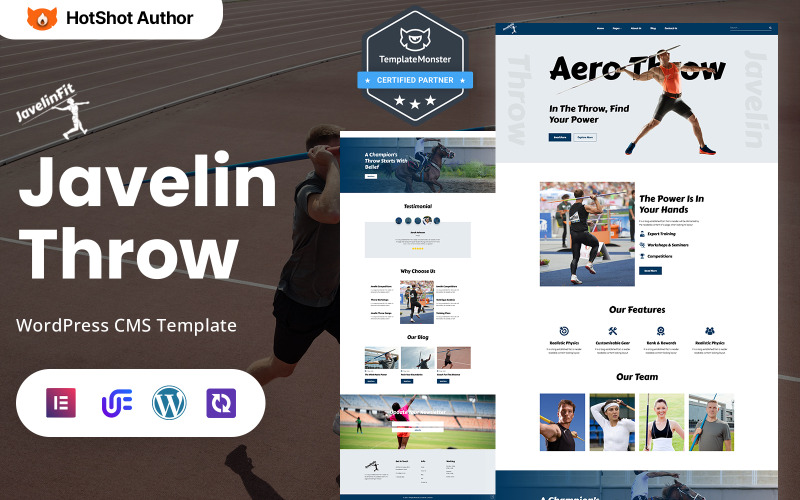 JavelinFit – Gerelyhajító Klub és Sport WordPress Elementor téma