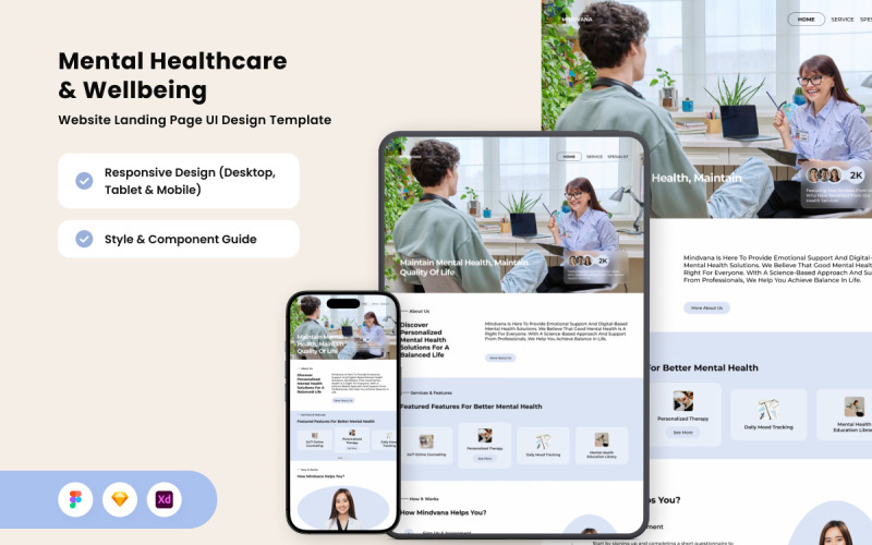 Midvana – Plantilla de diseño para salud mental
