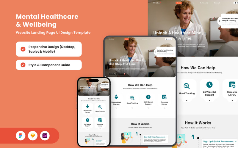 MindEase – Plantilla de diseño para salud mental