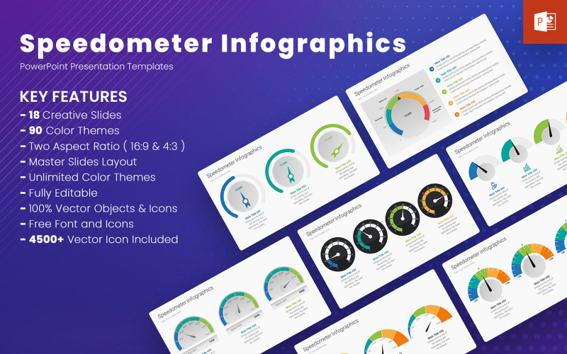 Szablony PowerPoint Infografiki Prędkościomierza