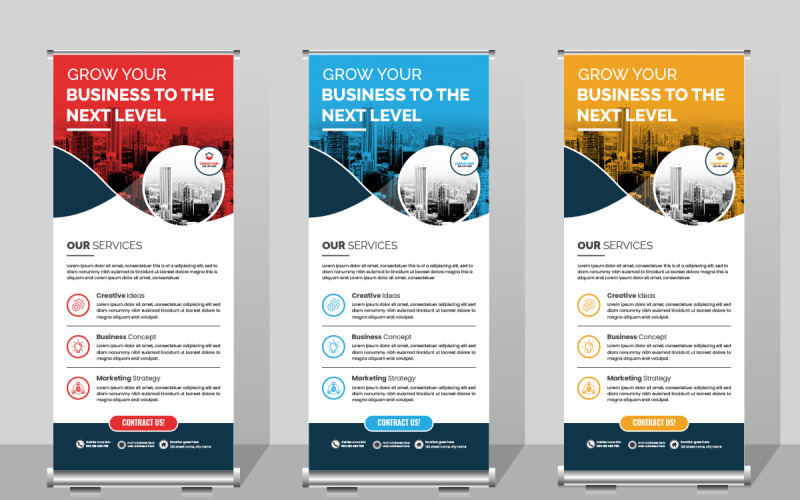 Üzleti roll-up banner sablon, kreatív üzleti ügynökség roll-up banner tervezősablon