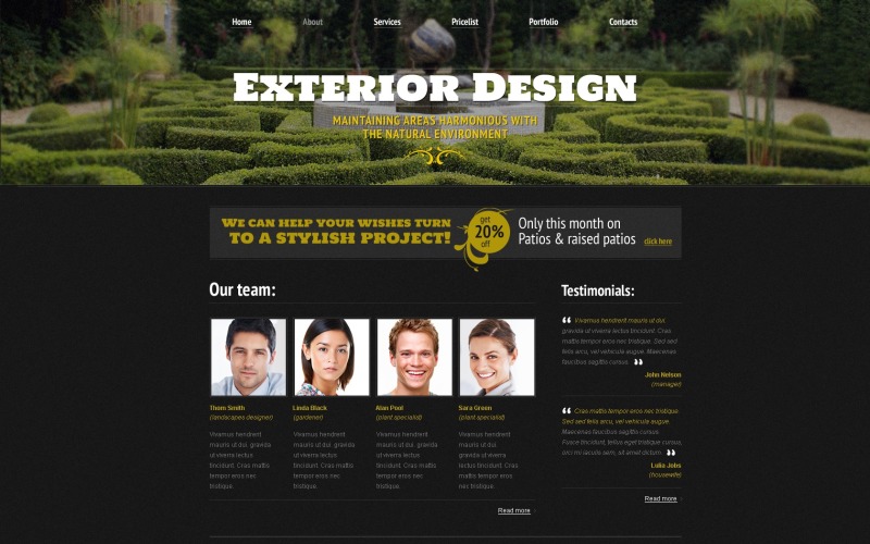 Бесплатный шаблон сайта - шаблон сайта с дизайном экстерьера