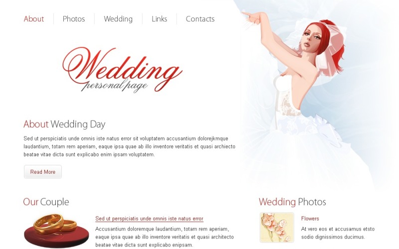 Bröllopswebbplats Gratis HTML-mall Webbplatsmall