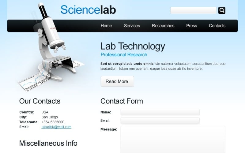 Free Science Website Template