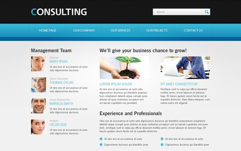 Gratis webbplatsmall för konsultering av företagswebbplatsmall