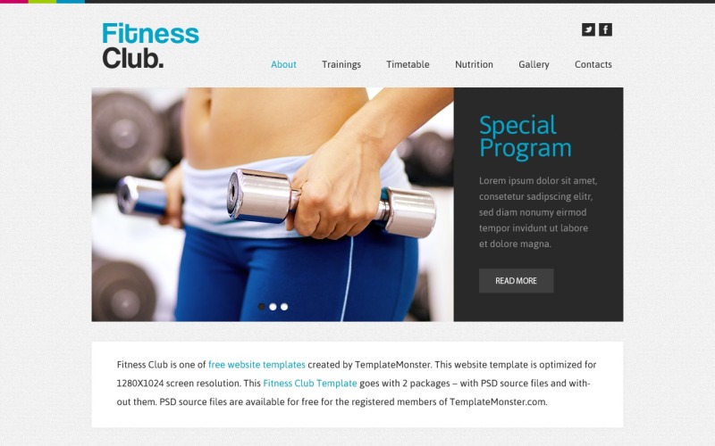 Ingyenes webhelysablon - Fitness Club webhelysablon
