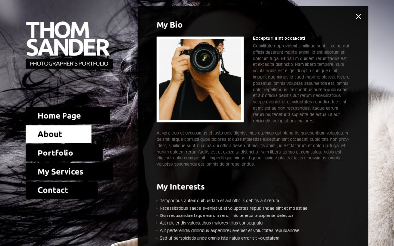 Kostenlose vollständige JS-Website-Vorlage - Fotografie-Website-Vorlage