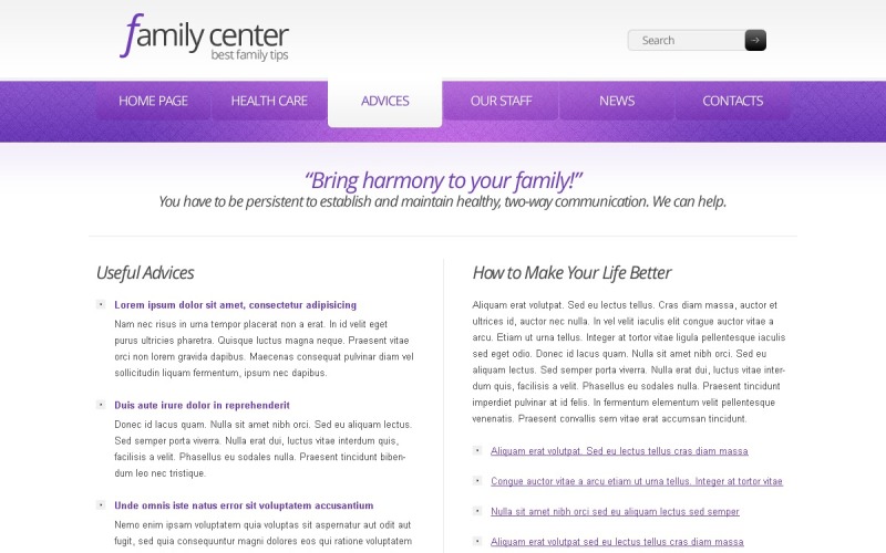 Kostenlose Website Vorlage für ein Familienzentrum