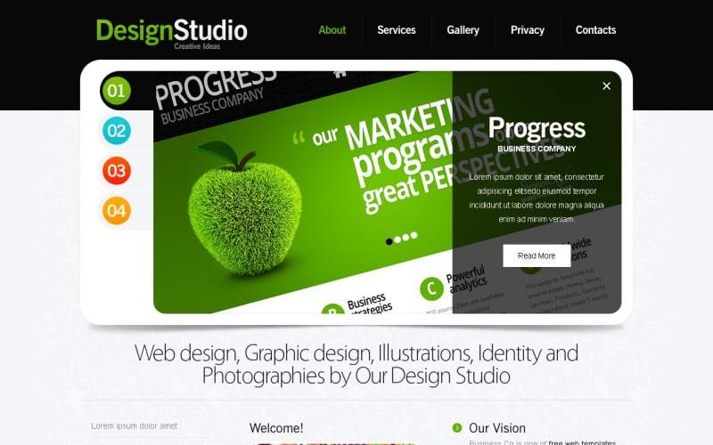 Kostenlose Website Vorlage mit jQuery Slider für ein Designstudio
