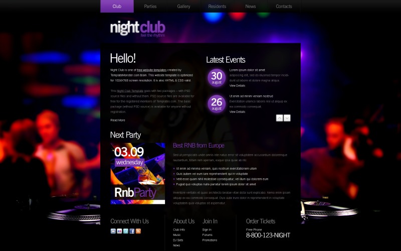 Modelo de site gratuito - Modelo de site de clube noturno