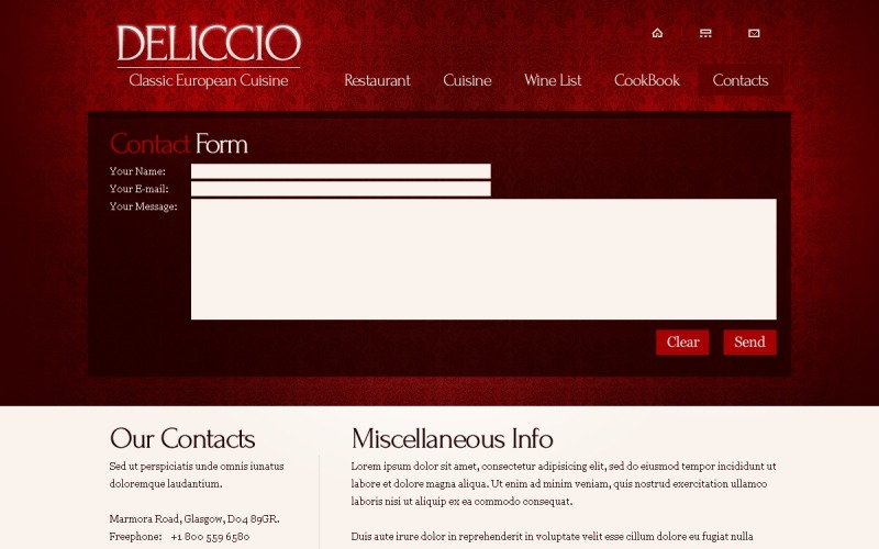 Šablona Webste zdarma s typografií - šablona webových stránek restaurace