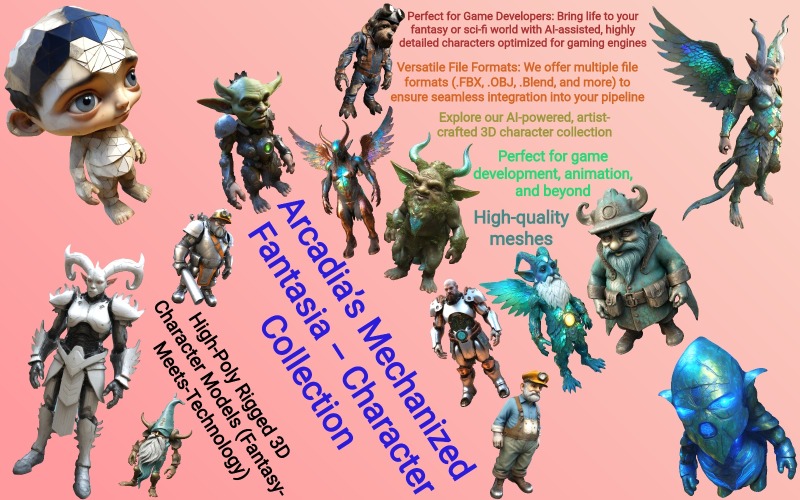 Arcadia's Mechanized Fantasia – Kolekcja postaci Model 3D
