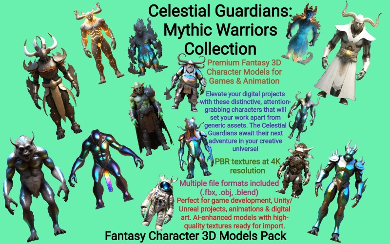 Celestial Guardians: Mythic Warriors Koleksiyonu Ücretsiz 3D Model