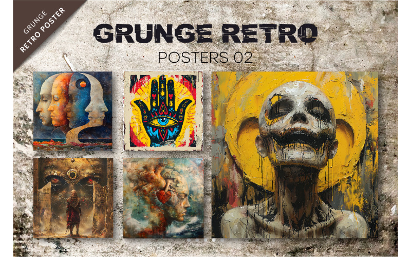 Grunge retro posters 02. Retro kunst.