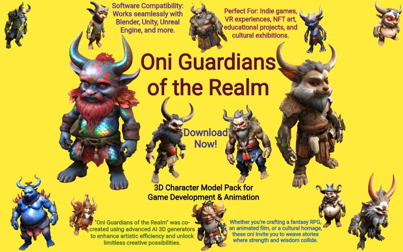 Modello 3D dei Guardiani del Regno Oni