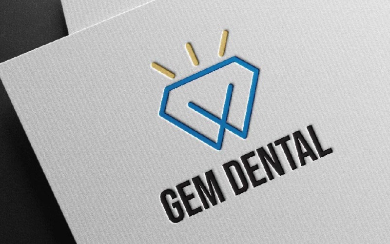 Modello di logo astratto con linea di pietra preziosa per odontoiatria e lettera W