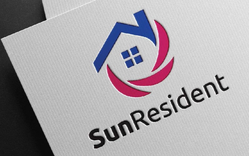 Sun Home House Residence Нерухомість Будівництво бізнес абстрактний логотип шаблон
