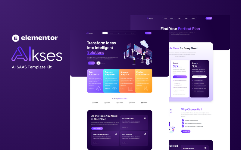 AIkses – AI SaaS Elementor 模板套件