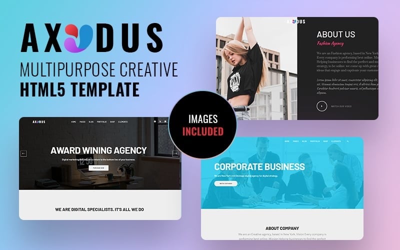 Axodus Многоцелевой креативный цифровой шаблон HTML 5