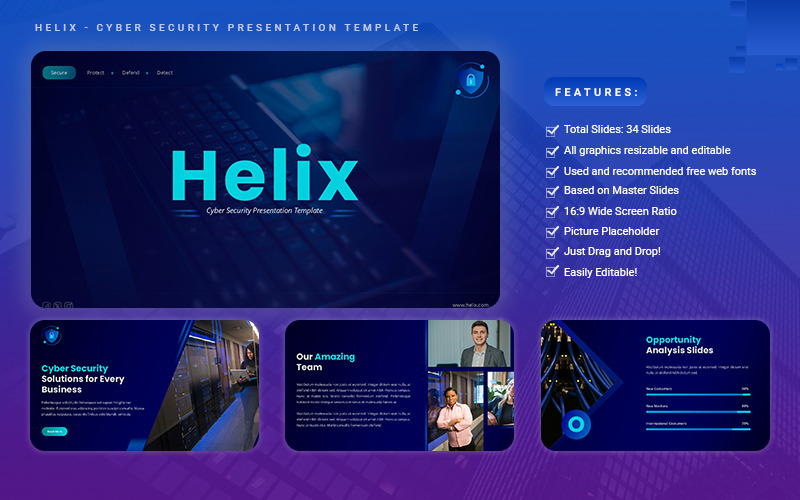 Helix - Cyber Security mall för Google Slides