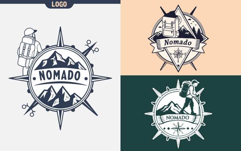 Nomado - Bold Adventure Travel Badge Logo Design