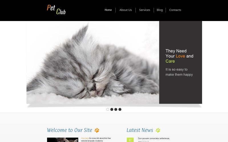 Безкоштовний шаблон веб-сайту - шаблон веб-сайту для домашніх тварин
