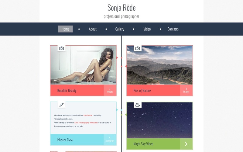 Fotoğrafçılık Sitesi Web Sitesi Şablonu için Ücretsiz HTML5 Teması