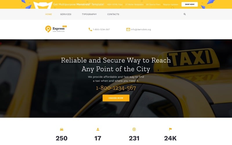 Free HTML5 Theme for Taxi Company Website Template