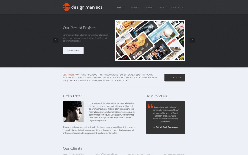 Gratis Design Studio HTML Theme webbplats mall