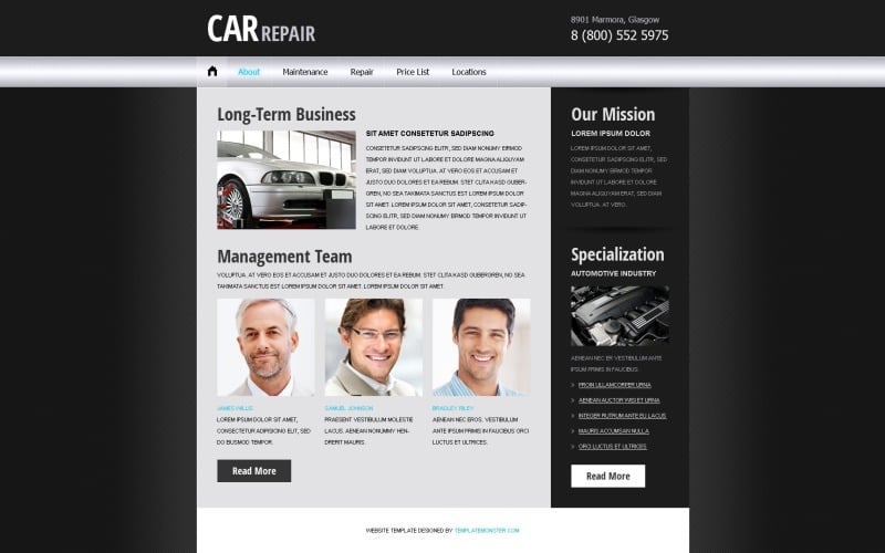 Kostenlose Website-Vorlage - Auto / Auto-Projekt-Website-Vorlage