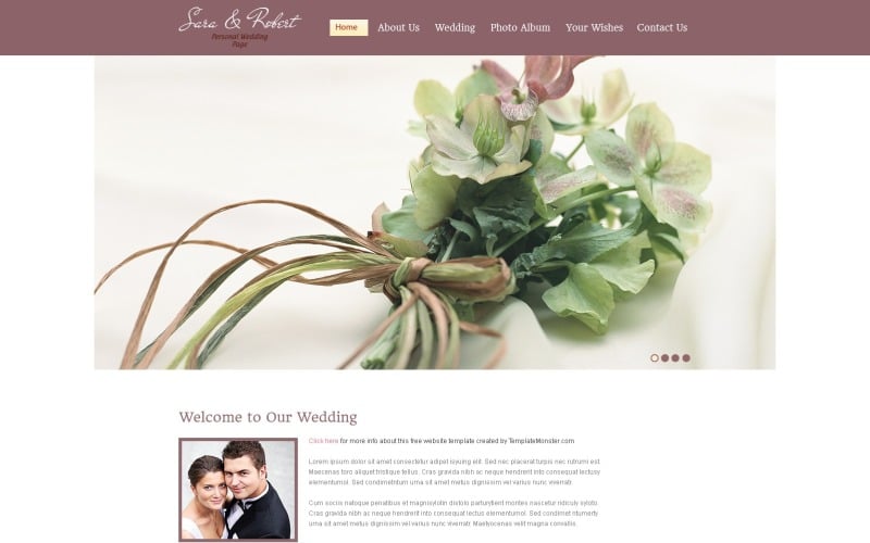 Modello di sito web gratuito - Modello di sito web per matrimoni