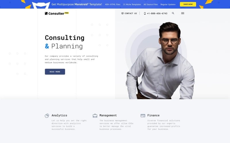 Tema HTML5 gratuito para modelo de site de empresa de consultoria