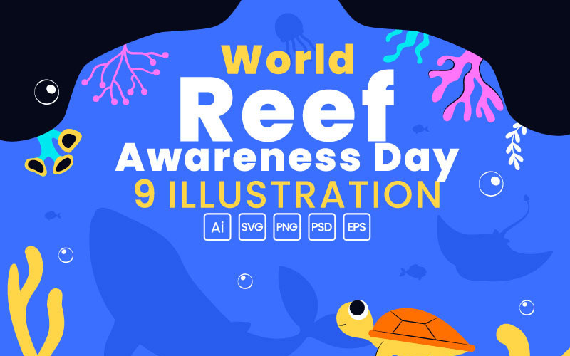 9 Ilustração do Dia Mundial da Conscientização sobre os Recifes
