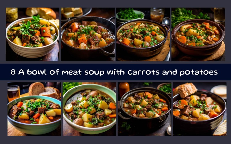 Un bol de soupe à la viande avec des carottes et des pommes de terre