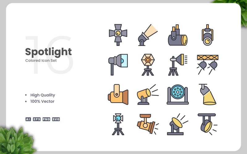 Набор из 16 цветных иконок Spotlight