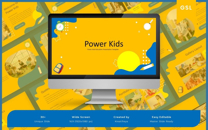 Powerkids - Шаблон слайда Google для образования
