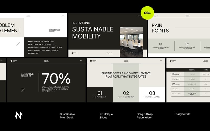 Minimal Black White Pitch Deck Google Slide