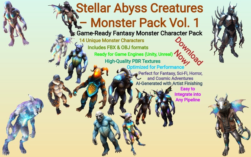 Stellar Abyss Creatures – Monster Pack Vol. 1 3D-modell