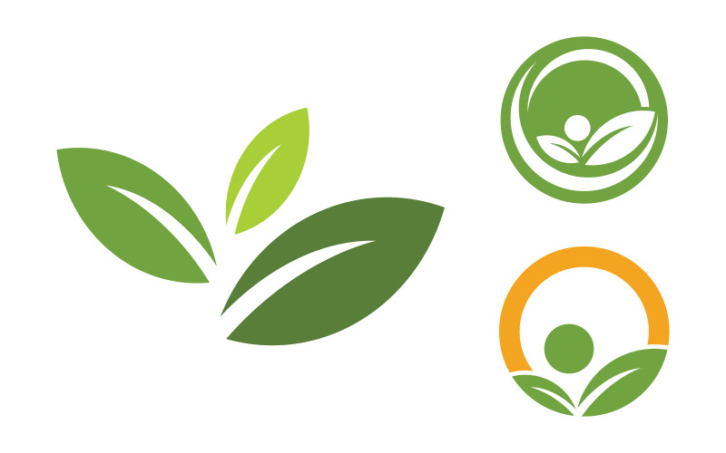 Illustrazione del logo del concetto vegano di ecologia foglia natura v.113