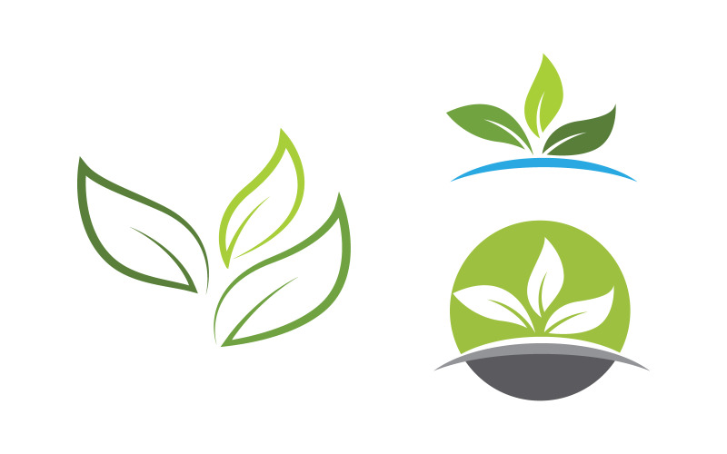 Illustrazione del logo del concetto vegano di ecologia foglia natura v.118