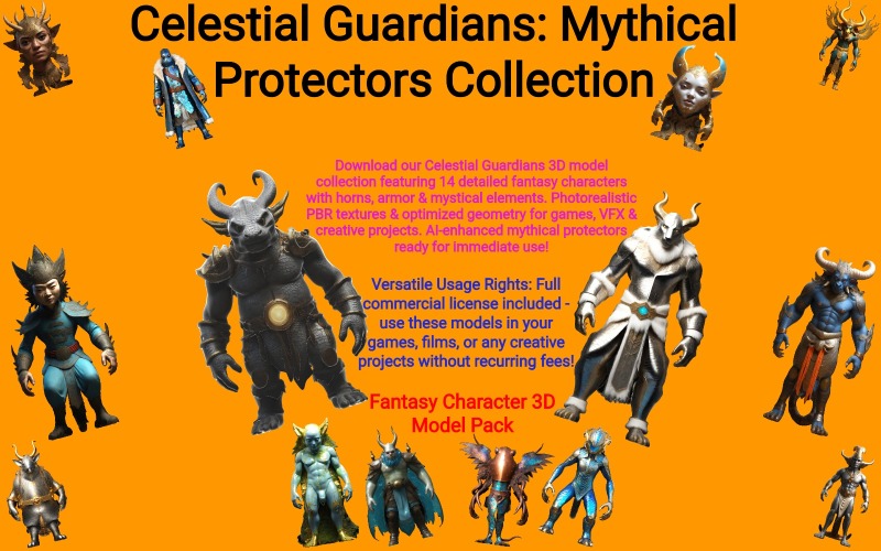 Celestial Guardians: Kolekcja Mitycznych Obrońców Darmowy Model 3D