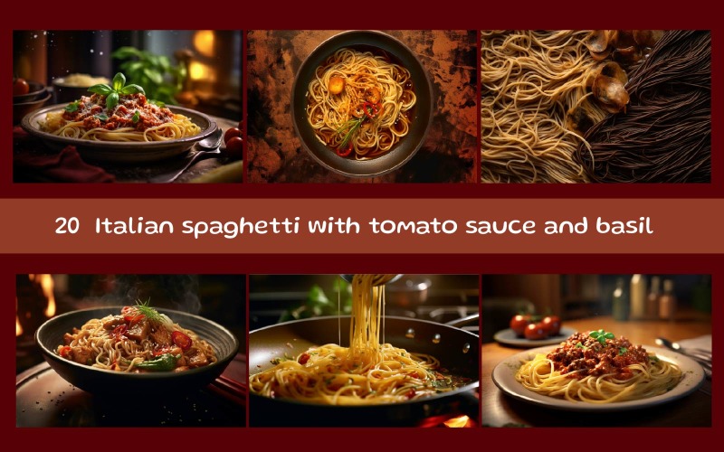 Espaguetis italianos con salsa de tomate y albahaca