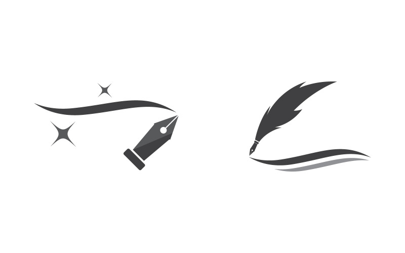 Pen veer schrijver logo illustratie sjabloon ontwerp v.10