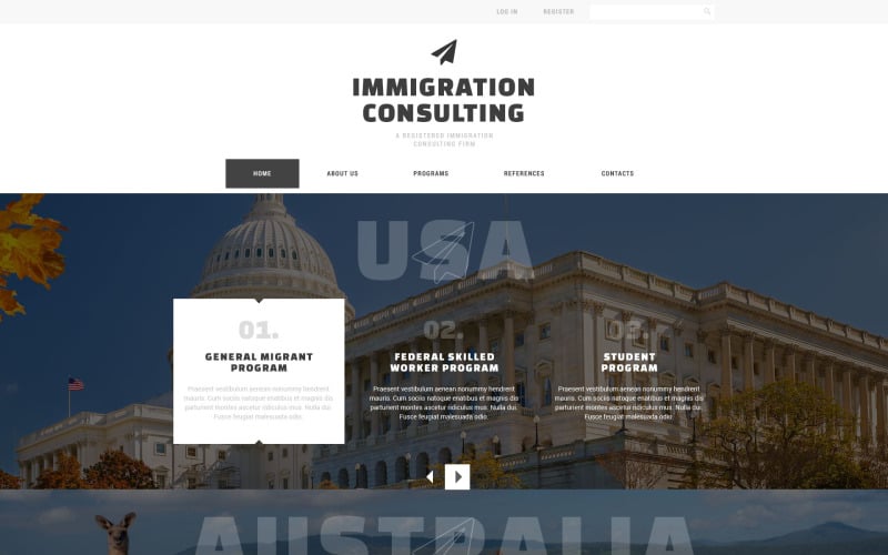 Адаптивный шаблон веб-сайта иммиграционного консалтинга