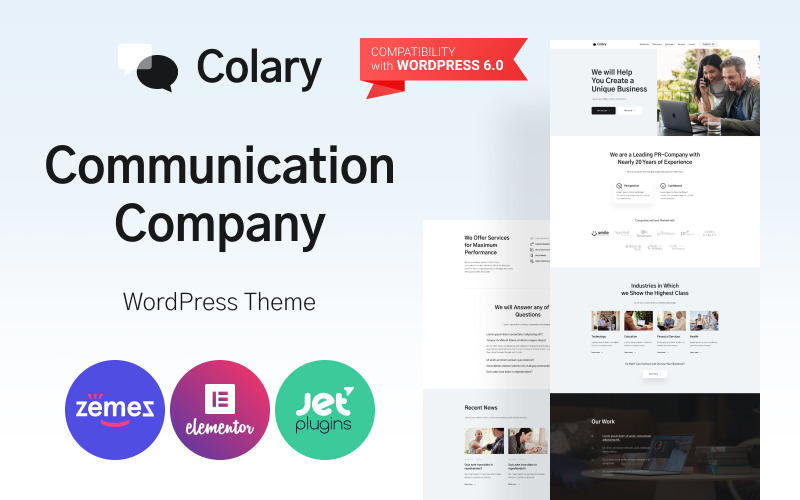 Colary - Tema WordPress per aziende di comunicazione e servizi tecnologici.