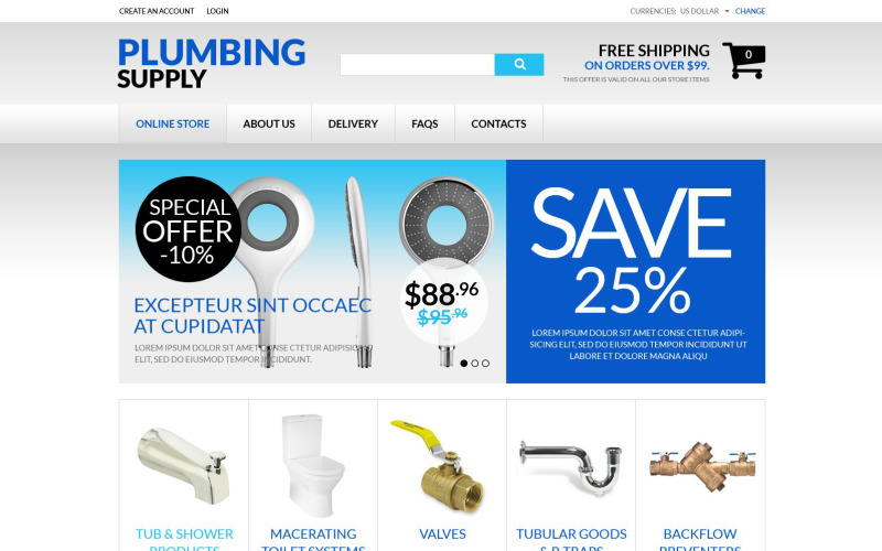 Durable Plumbing Fixtures VirtueMart Template